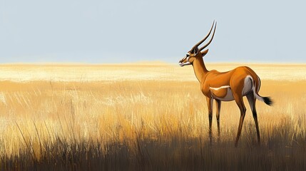 Naklejka premium African gazelle in golden savanna landscape, nature photography