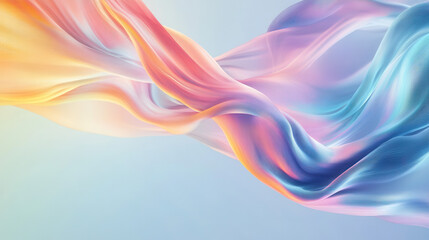 Colorful flowing fabric with soft gradients and smooth curves creates serene and dreamy atmosphere, evoking sense of calm and beauty