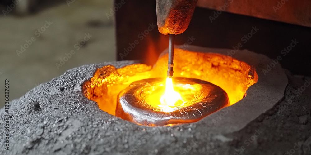 Poster steel production process begins with molten metal creation generative ai