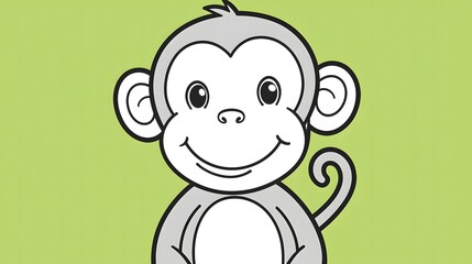 Playful monkey illustration children's art digital drawing whimsical environment front view fun concept