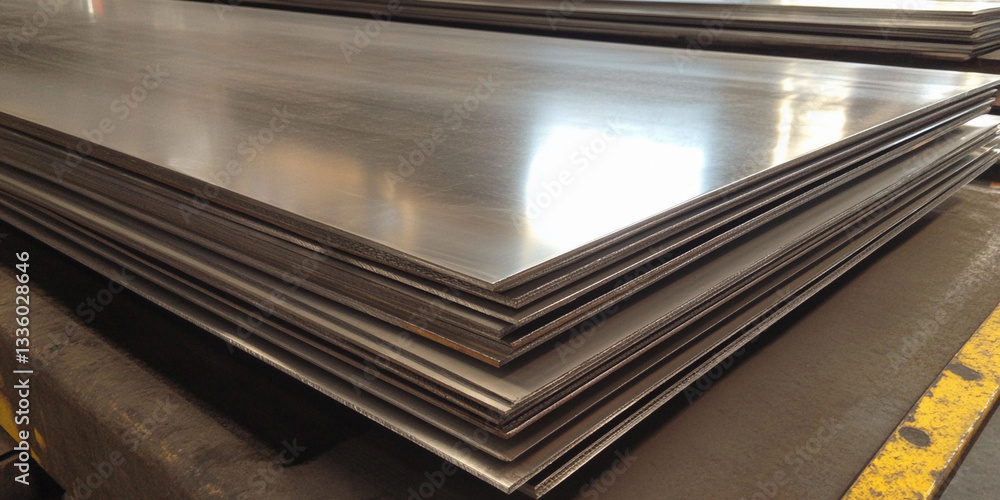 Aufkleber stainless steel sheets stacked for fabrication process generative ai