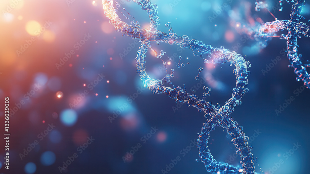 Poster surreal swirling dna filaments with gradient background create mesmerizing visual effect, evoking se