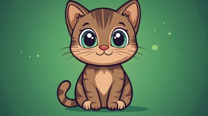 Cute cartoon cat illustration digital art whimsical design fun environment close-up view adorable concept for all ages