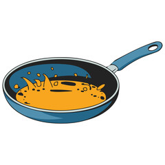 Isolated Frying Pan with Butter Kitchen Cooking Utensil