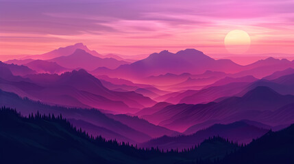 Fototapeta premium purple sunset in the mountains