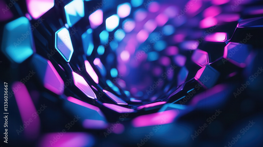Aufkleber vibrant dna spiral with glowing hexagonal patterns in dark tech inspired background
