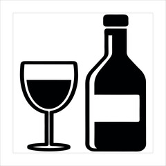 Wine bottle and glass with red wine isolated on a white background