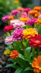 Close-up shot of colorful flowers freshly planted, nature, vivid, petal