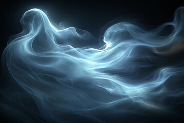 Fototapeta premium Mysterious and Ethereal Ghostly Tendrils of Smoke Glowing and Dancing in the Air, Forming Mystical Shapes with Unseen Magic and Mysticism