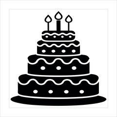 Birthday and Wedding Cake with Candles in a Sweet Celebration Illustration
