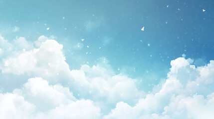 Blue sky with white clouds banner background