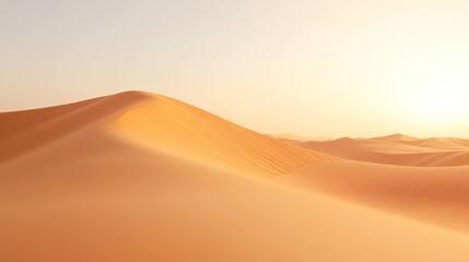 Golden sand dunes, tranquil desert landscape, soft curves and warm hues, perfect for travel themes or serene nature designs.