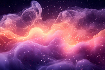 Magical pastel pink and lavender nebula with glowing light threads weaving through, resembling an arcane spell, soft cosmic dreamlike atmosphere