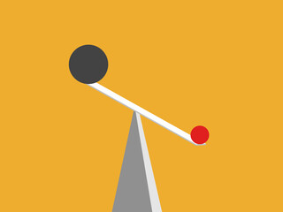 unequal, support, spheres on different balances