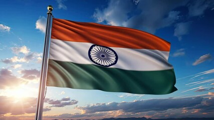Indian flag waving Indian independence day 15th August