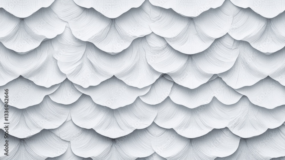Poster a textured white surface with a repeating pattern of overlapping petal-like shapes.