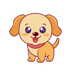 Cute cartoon puppy with happy expression