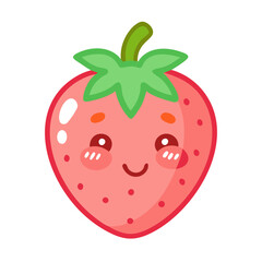 Smiling cartoon strawberry with cute expression