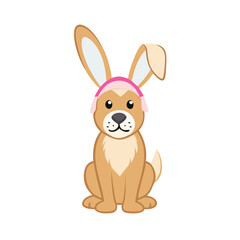 Obraz premium Cute dog wearing bunny ears