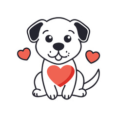 Cute puppy with hearts and love symbol