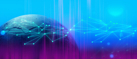 network of internet laser particle for telecom, data cloud storage network of social data communication, 3d illustration rendering abstract background