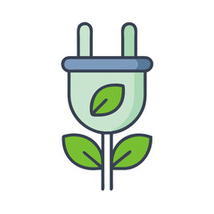 Obraz premium Green power plug with leaf decoration