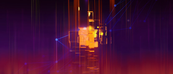 network of internet laser particle for telecom, data cloud storage network of social data communication, 3d illustration rendering abstract background