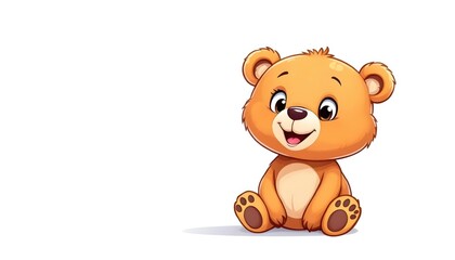 Naklejka premium Adorable Cartoon Baby Bear Illustration Happy Sitting Cub
