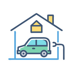 Fototapeta premium Outline electric car charging at home