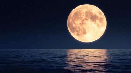 A Full Moon Over the Ocean