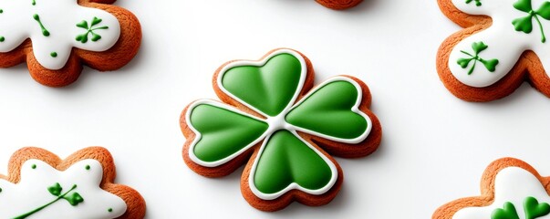 Naklejka premium Saint Patrick's Day Shamrock Cookies Festive Celebration Sweet Treats Irish Holiday Baking