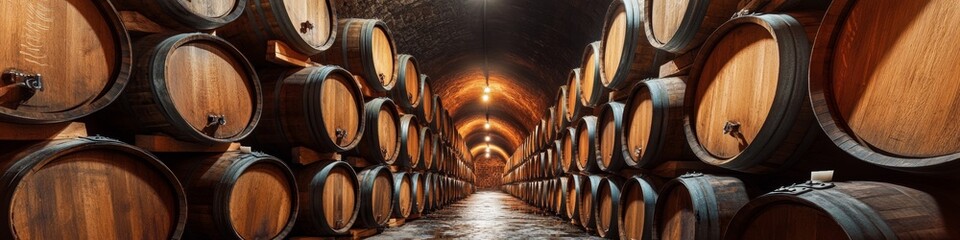 Aged Wine Barrels in a Cellar (1)