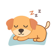 Sleeping puppy on soft pillow