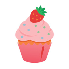 Strawberry cupcake with pink frosting