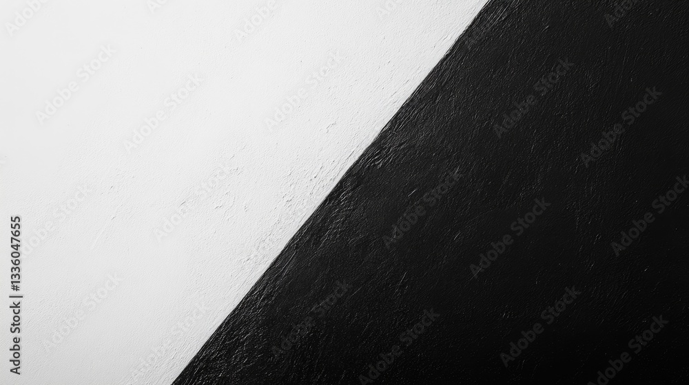 Poster minimalist black and white diagonal split surface with texture for modern art and design application