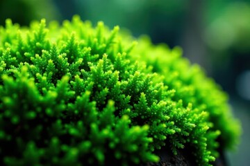Lush green moss, textured surface, vibrant emerald hues , moss, forest