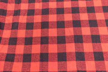Red and black buffalo plaid patterned cotton fabric