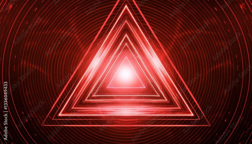 Poster red triangle tunnel with abstract shape. the triangle design has an energetic and modern appeal. it 