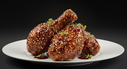 Delicious Glazed Chicken Drumsticks with Sesame Seeds Gourmet Food Photography