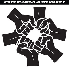 Obraz premium Fists bumping in solidarity world friendship day silhouette vector illustration