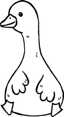 Cute Silly Goose Outline Sitting Cartoon Hand Drawn Doodle