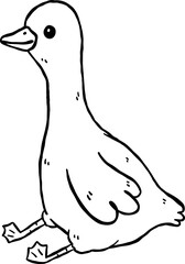 Cute Silly Goose Outline Funny Sitting Cartoon Hand Drawn Doodle