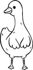Cute Silly Goose Outline Standing Cartoon Hand Drawn Doodle