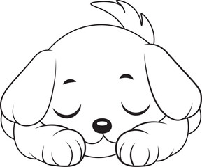 Cartoon picture of sleeping dog for kids coloring book