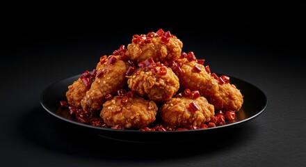 Spicy Crispy Chicken Wings Chili Garlic Sauce Asian Cuisine Food Photography