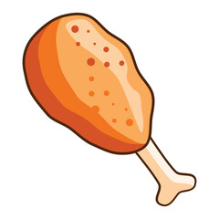 Cartoon Illustration of Fried Chicken Leg