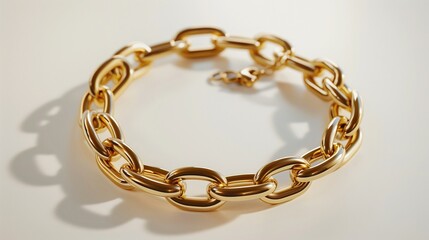 A bracelet outline with interlocking chain links and a small charm on a white background.