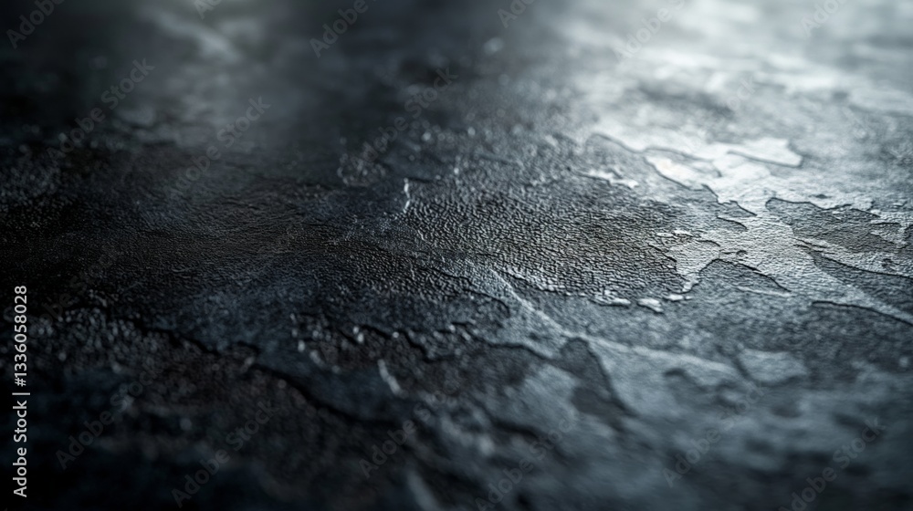 Aufkleber close-up of textured black stone surface with intricate patterns and a smooth finish.