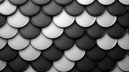 Abstract interlocking semicircle pattern in monochrome shades with glossy finish