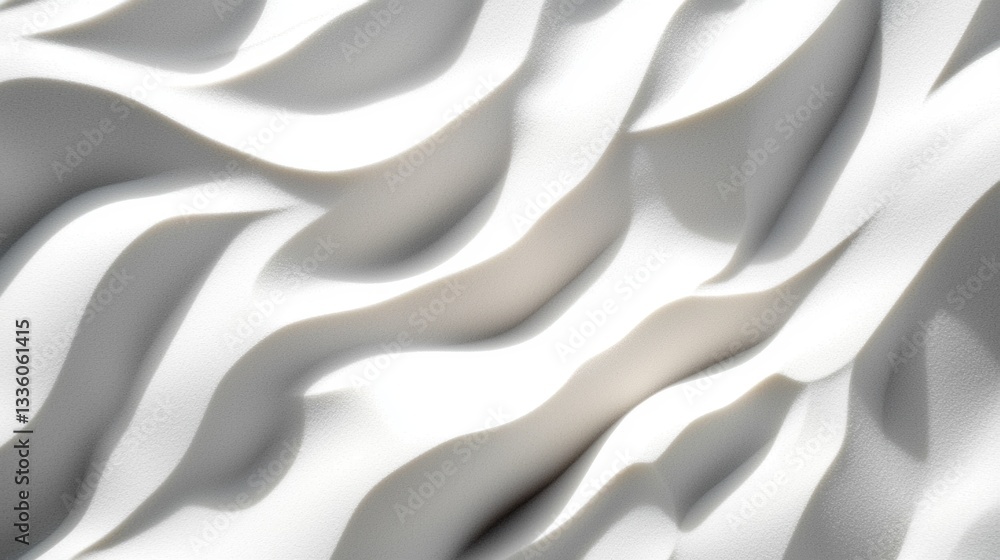 Poster abstract white wavy surface texture background modern 3d design, subtle shadows, elegant artistic pa